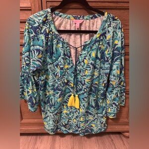 Lilly Pulitzer Del Lago Tunic Top 3/4 Bell Sleeve Medium